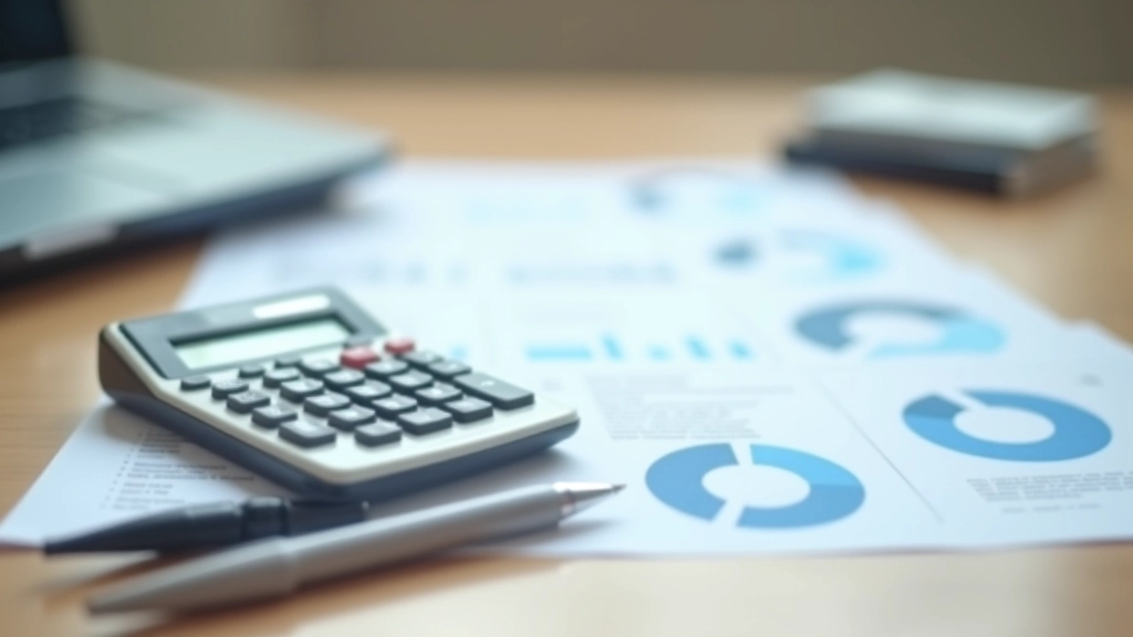 Calculator and pen next to financial spreadsheet showing interest calculations and fee breakdowns