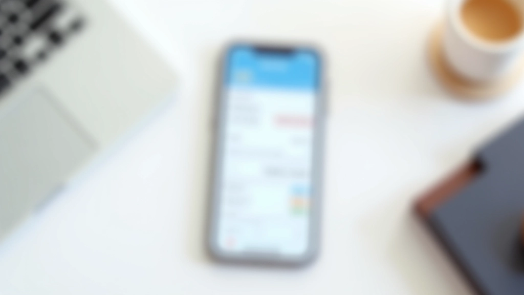 Smartphone showing banking app with transaction history and balance displayed